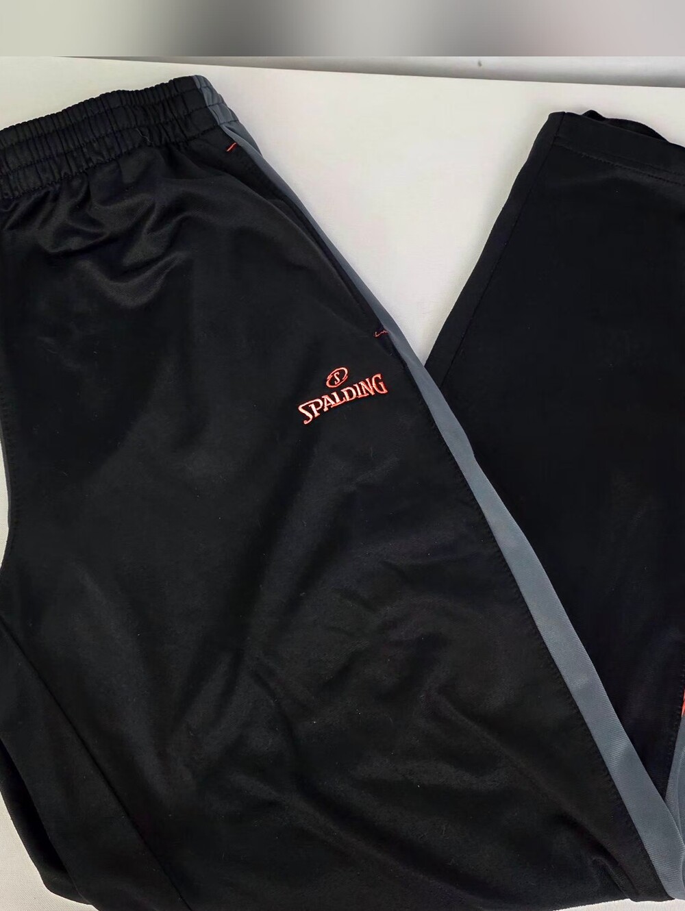 Spalding Men's Black Athletic Track Pants with Gray Trim Size M